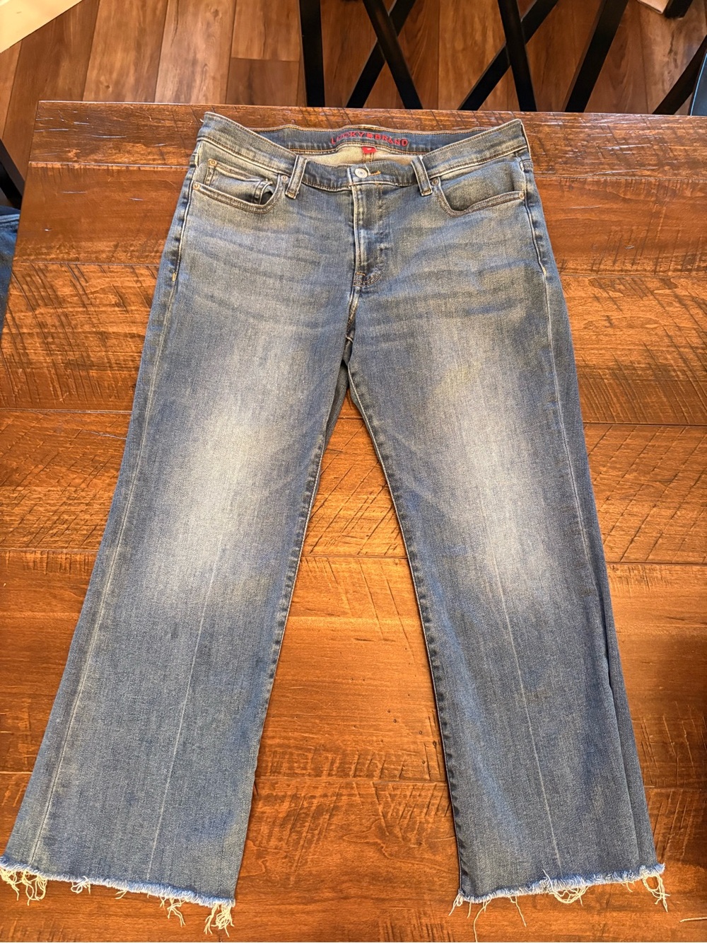 Lucky Brand Light Blue Flare Jeans with Raw Hem